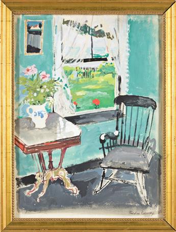 NICOLAI CIKOVSKY Interior Scene with a Rocker at a Window.